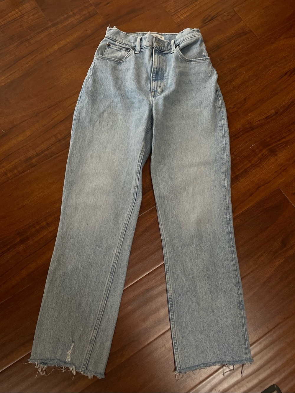 Abercrombie Curve Love Light Wash Straight Leg Jeans